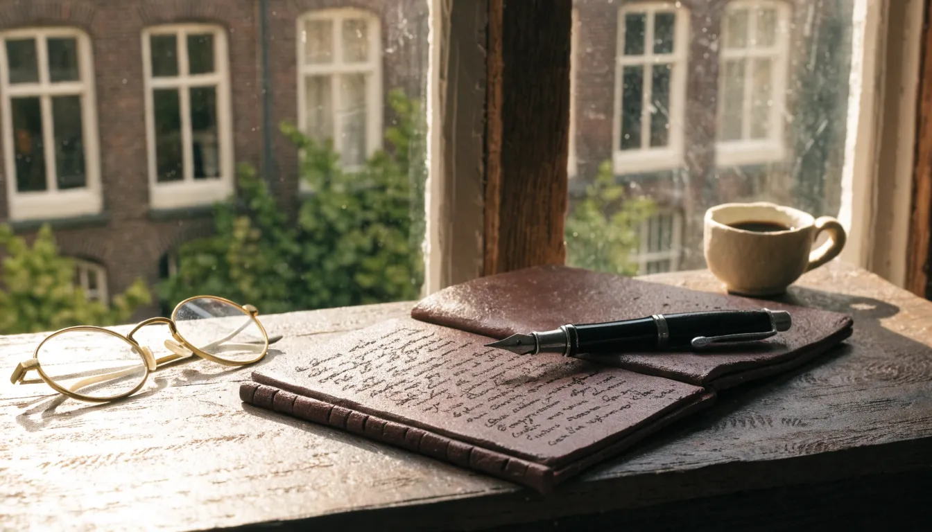 Open document met pen op een houten bureau in een Nederlands kantoor